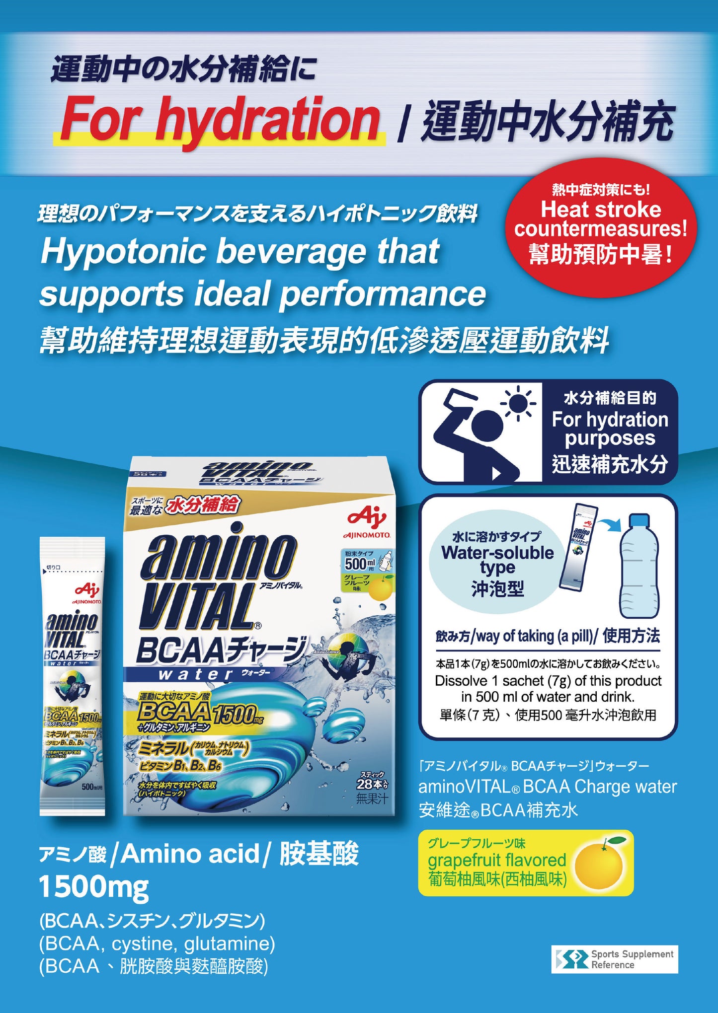 aminoVITAL® BCAA Charged Water 28P/Box (7g)